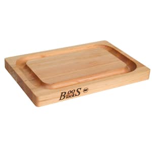 Block 8 in. x 12 in. Rectangular Maple Wood Edge Grain Reversible Cutting Board with Deep Juice Groove
