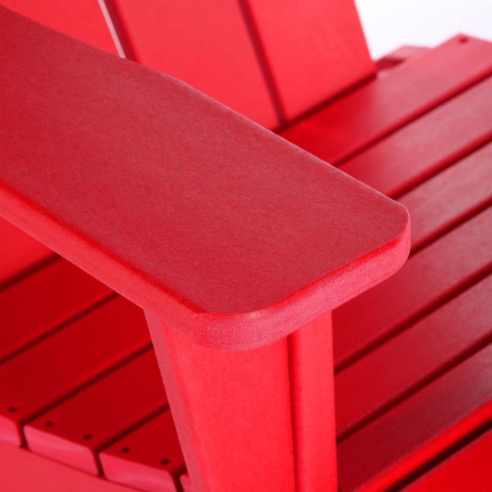 Classic All-Weather Red HDPE Adirondack Rocking Chair with Arms