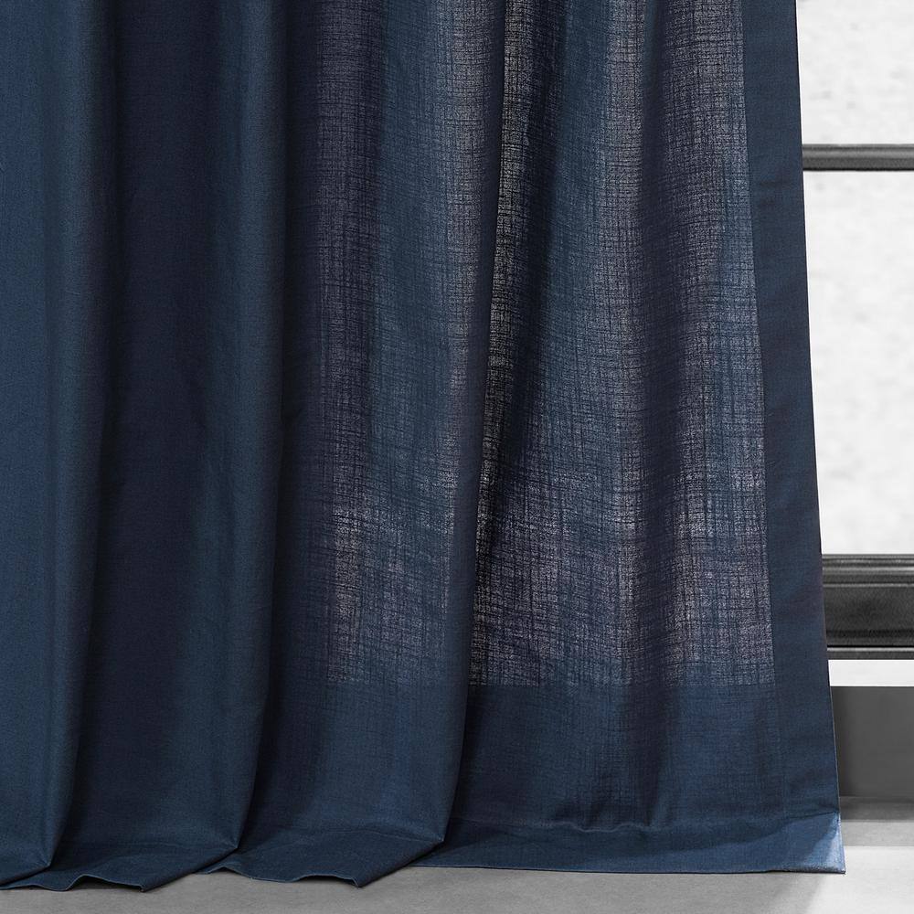 Noble Navy Cotton Light-Filtering Rod Pocket Curtains, 50W x 96L