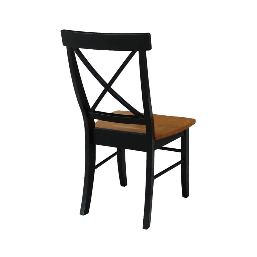 Elegant Black and Cherry Red Cross Back Upholstered Side Chairs, Set of 2