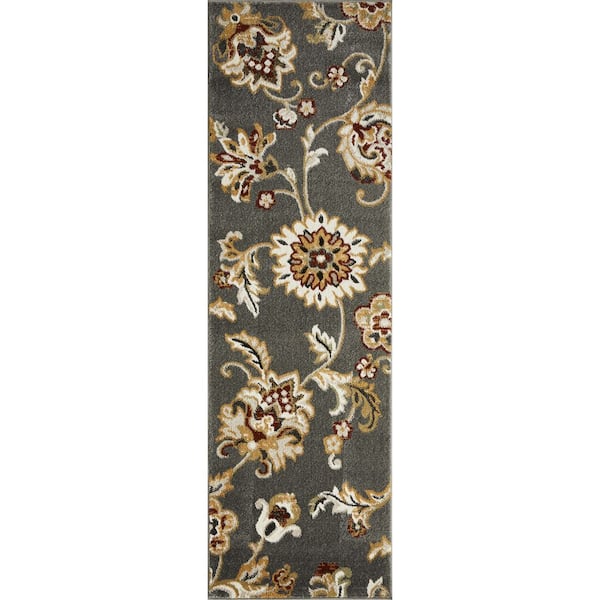 LOOMAKNOTI Ohanzah Ostorn Cream 2 ft. x 6 ft. 7 in. Floral Polypropylene Indoor Area Rug