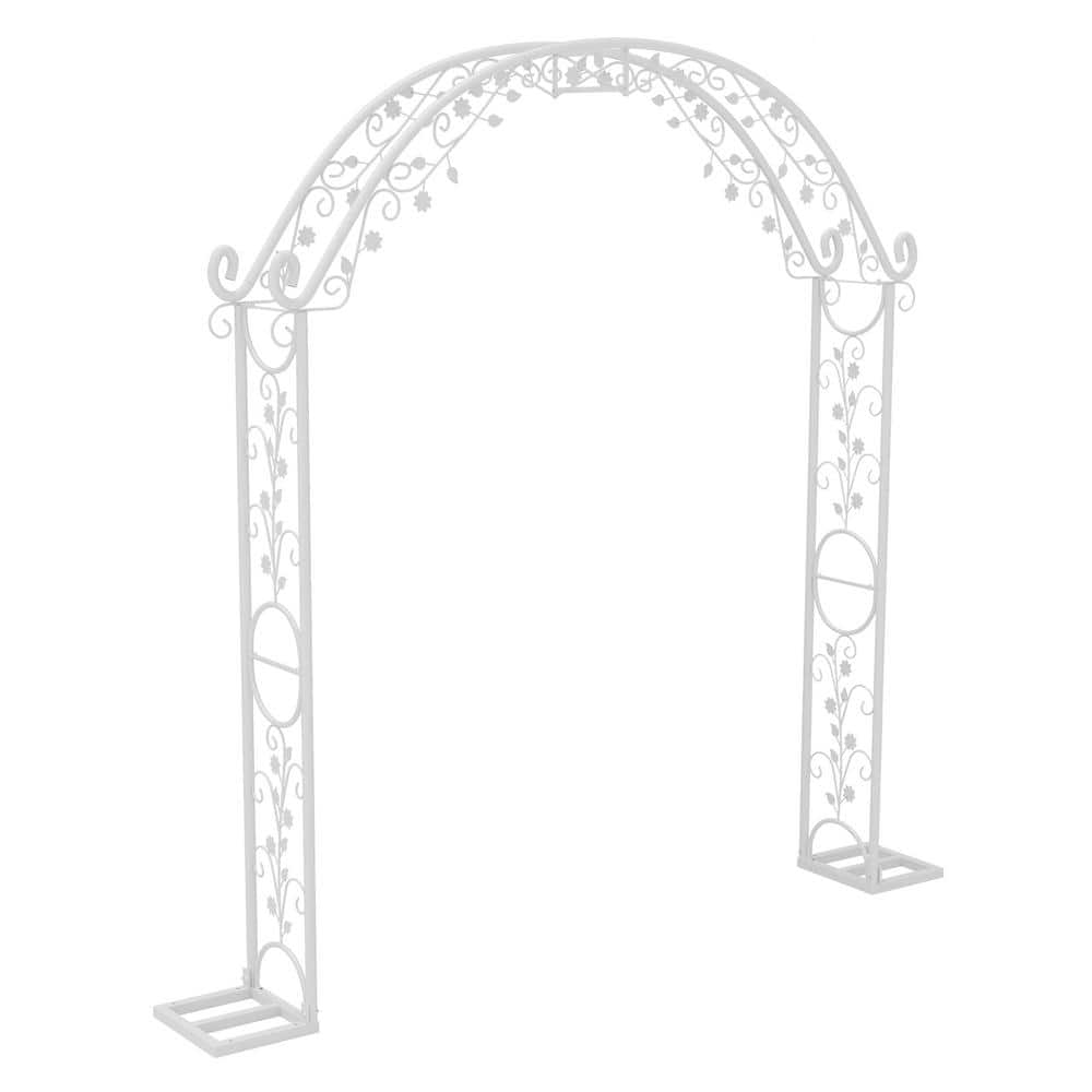 94.4 in. x 94.4 in. Elegant Arch Arbor White Metal Garden Decoration for Cl