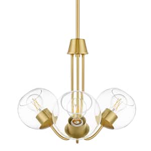 Vista Heights 3-Light Aged Brass Shaded Chandelier With Clear Glass Globes