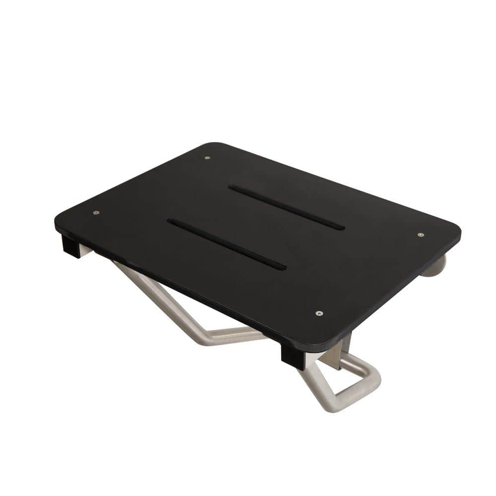 32" x 15" Matte Black Phenolic Folding Wall Mount Shower Seat Bench