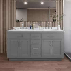 Beckett TK 66 in. W x 22 in. D x 35 in. H Double Bath Vanity in Dark Gray with Giotto Quartz Top