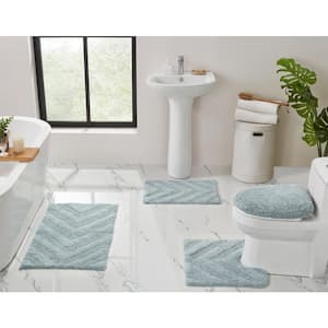 Sussexhome Solid Gray Bathroom Rugs Sets, Shower Rugs with Toilet Rugs U Shaped, Non Slip Bath Mats, Machine Washable Bath Mat