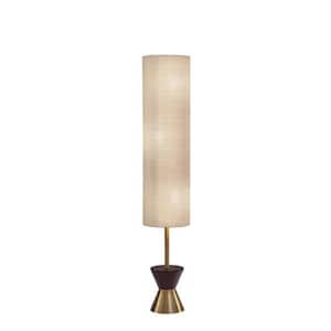 59 in. Brass 1 Light 1-Way (On/Off) Column Floor Lamp for Liviing Room with Metal Cylin.der Shade