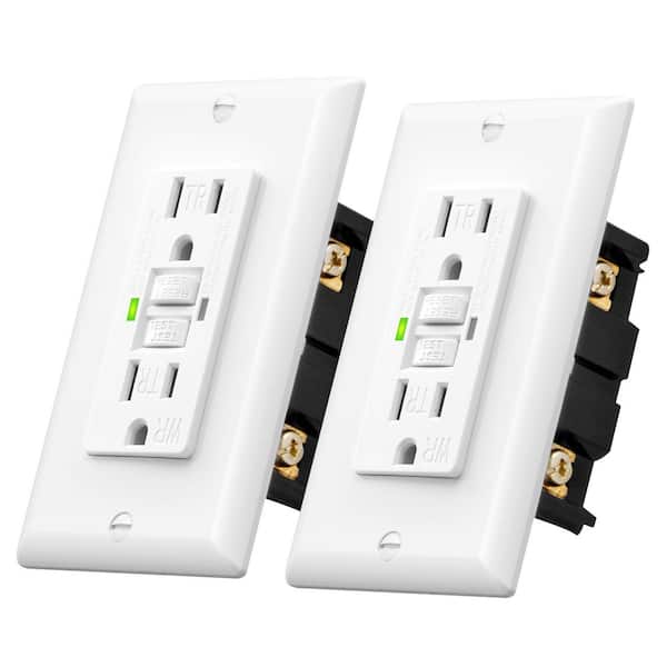 20A GFCI Outlet Receptacle Self-Test 2-Pack with LED Indicator, Wall plate Included, White