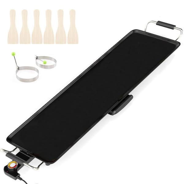 390 Sq. in. Large Black Electric Griddle Nonstick BBQ Grill with Adjustable Temperature