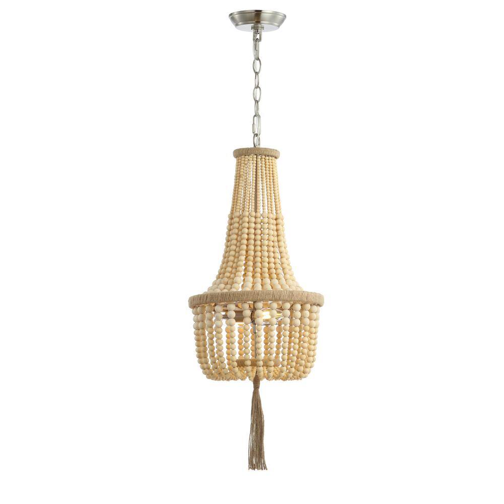 Bohemian Light Wood Beaded Empire Chandelier