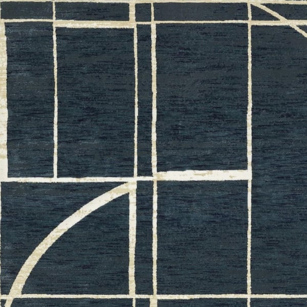 8 ft. x 11 ft. Blue, Ivory Geometric Washable Area Rug