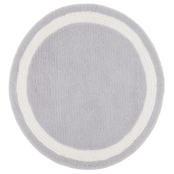 SAFAVIEH Vermont Gray/Ivory  3 ft. x 3 ft. Machine Washable Solid Border Round Area Rug