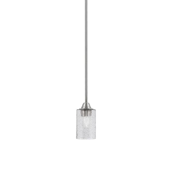 Unbranded Madison 100-Watt 1-Light Brushed Nickel Shaded Pendant Light with 4 in. Smoke Bubble Glass Shade, No bulb Included