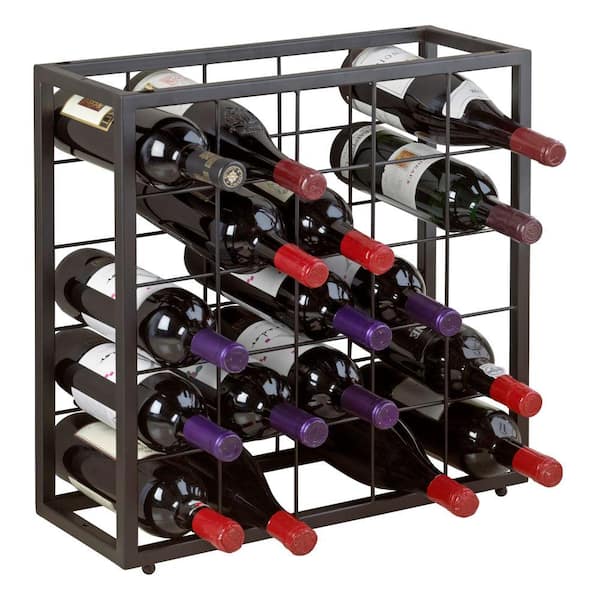 Wine Enthusiast Steel 25-Bottle Stackable Grid in Black