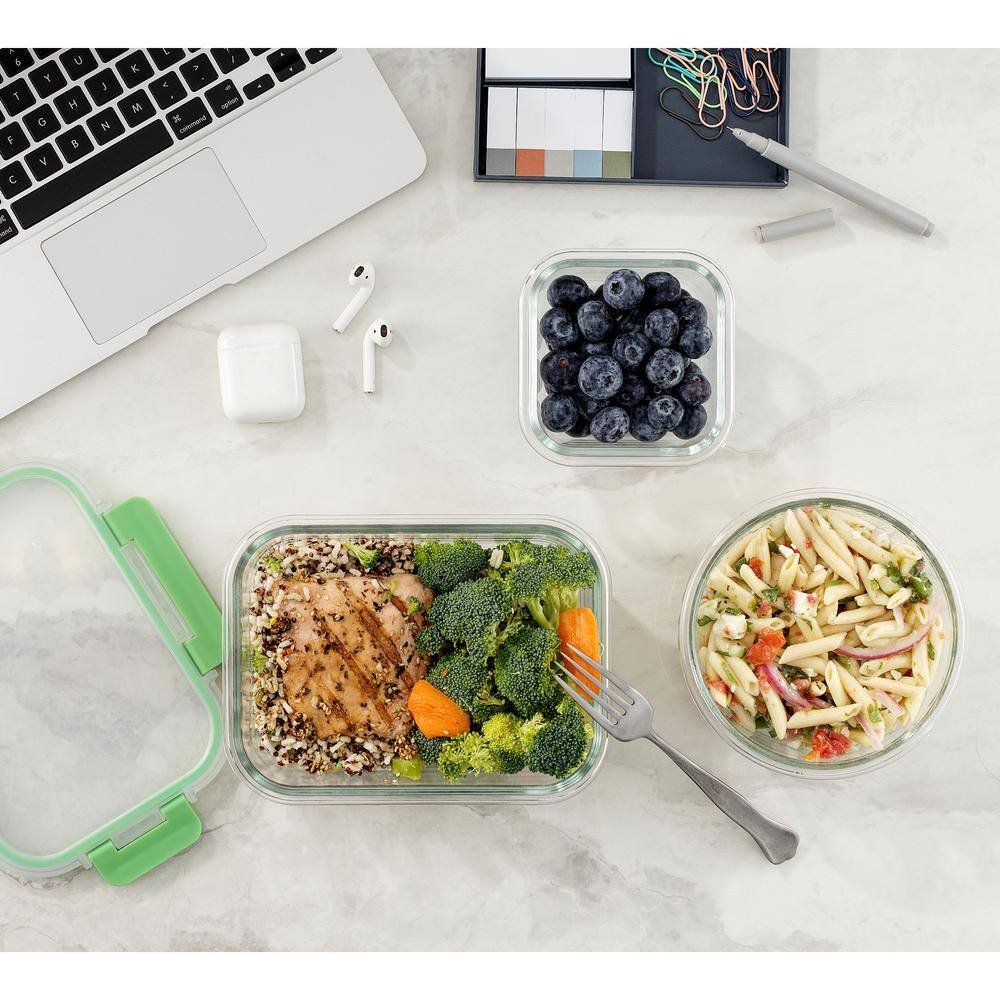 JoyFul 24-Piece Bright Green Glass Storage Containers with Leakproof Lids