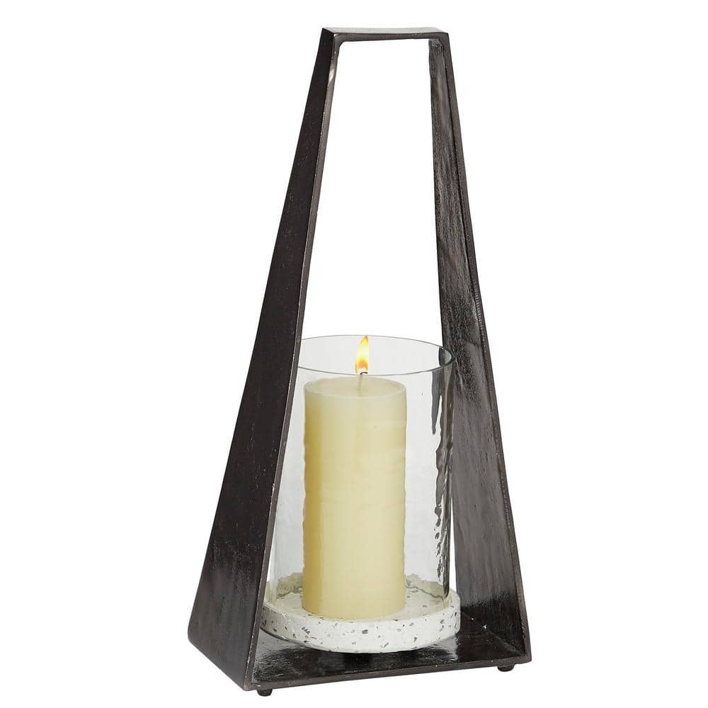Contemporary Black Candle Lantern - 8" x 17.5" Hanging Hurricane