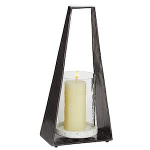 18 in. H Black Aluminum Decorative Candle Lantern