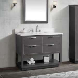 Allie 43 in. W x 22 in. D Bath Vanity in Gray with Silver Trim with Quartz Vanity Top in White with Basin