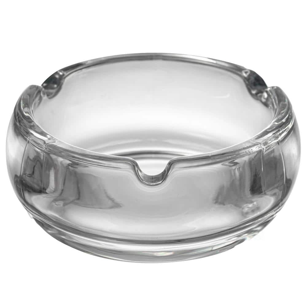 Elegant Clear Glass Round Portable Ashtray for Indoor and Outdoor Use