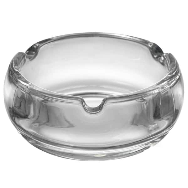 Basicwise Elegant Glass Round Portable and Modern Ashtray - Perfect for Smokers and as a Decorative Accent for Home, Office