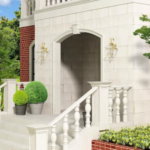 Ainsworth 22.5 in. 3-Light Polished Brass Outdoor Hardwired Wall Lantern Sconce with No Bulbs Included