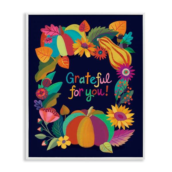 Stupell Industries Grateful For You Gourds by Riley Hutchens White Framed Typography Giclee Art Print 20 in. x 16 in.