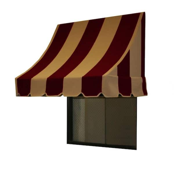 AWNTECH 4.38 ft. Nantucket Fixed Awning 52.5 in. W x 31 in. H x 24 in. D Acrylic Fabric in Burgundy/Tan Stripe