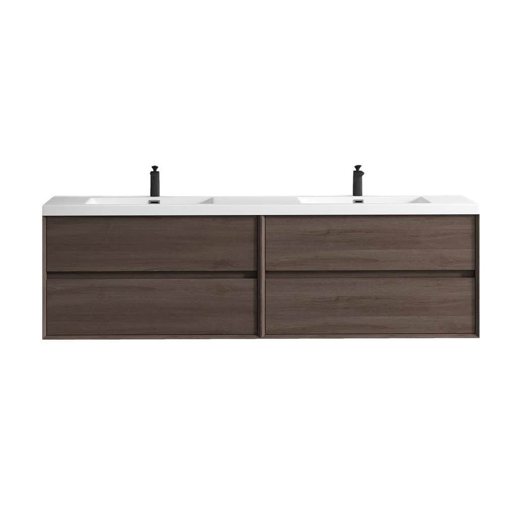 Kingdee 83 in. W x 20 in. D x 26 in. H Double Sink Floating Bath Vanity in Red Oak with White Acrylic Top price history on PriceWatchPro
