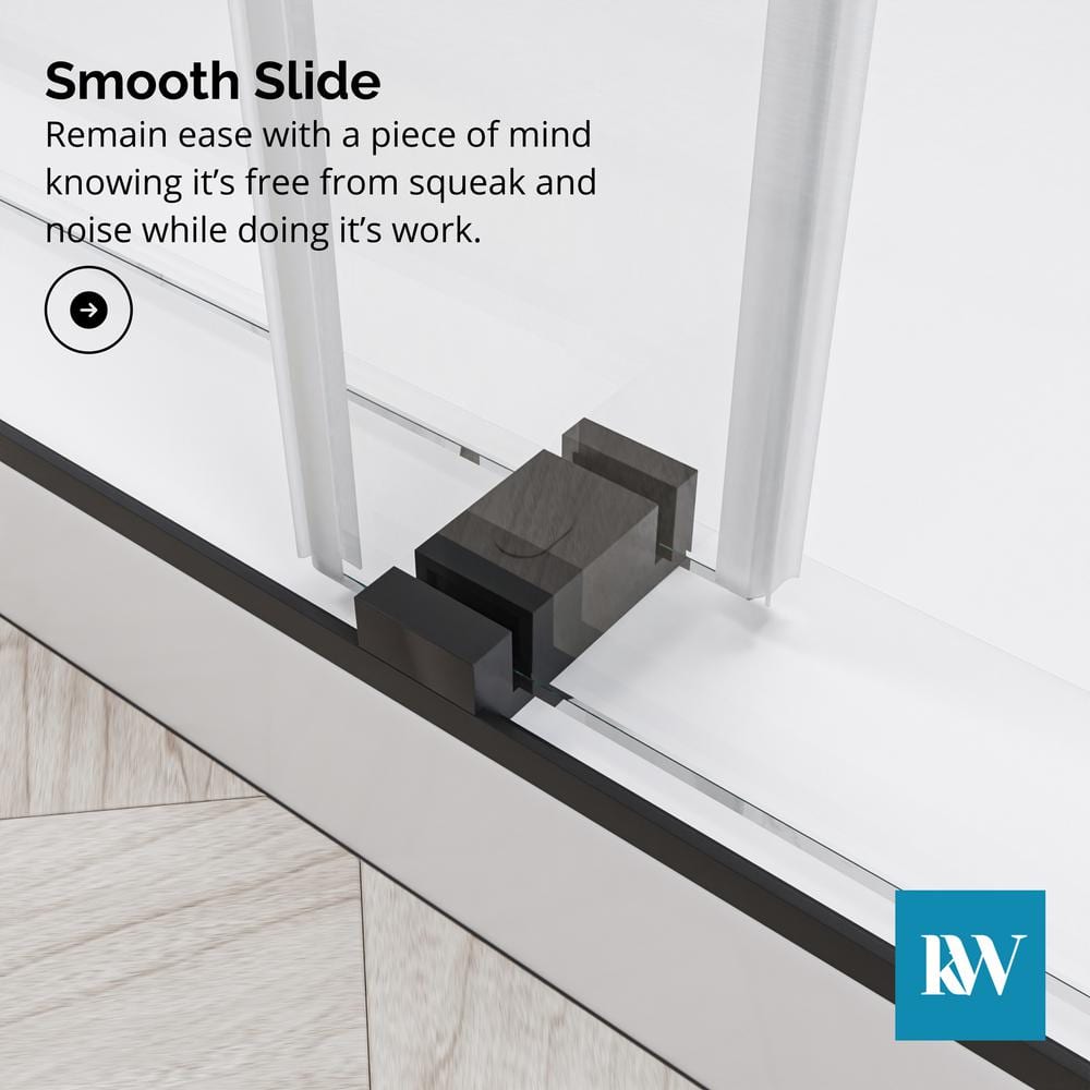 72-Inch Matte Black Frameless Double Sliding Shower Door with Clear Glass