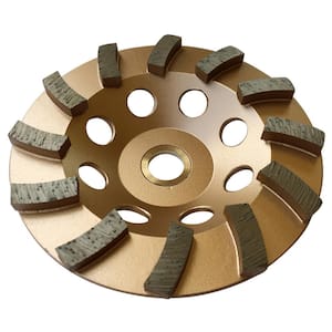 5 in. Concrete Grinding Cup Wheels, Diamond Rim, 12-Turbo Diamond Blade Segments, 7/8 in. 5/8 in. Non-Threaded Arbor