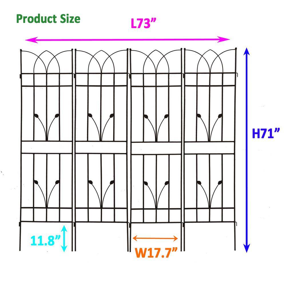 71 in. Black Metal Garden Trellis for Climbing Plants