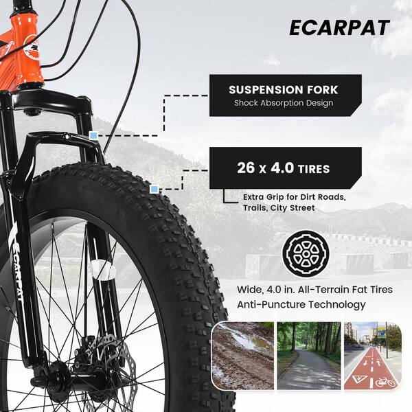 Zeus & Ruta 26 in. Fat Tire Bike Adult Full Shimano 21-Speed