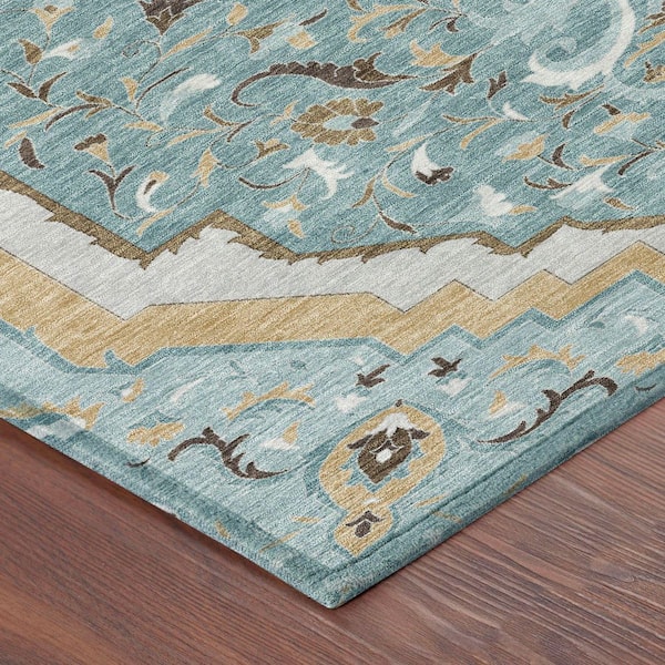 Chantille Machine Washable Indoor/Outdoor Abstract ACN2715 Teal 2 ft. x 3 ft. Accent Rug