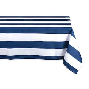 Outdoor 60 in. x 120 in. Nautical Blue Cabana Stripe Polyester Tablecloth