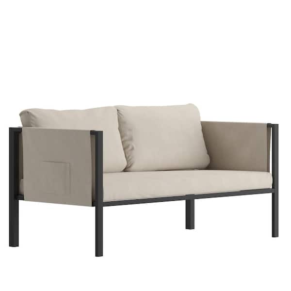 TAYLOR + LOGAN Black Steel Outdoor Loveseat