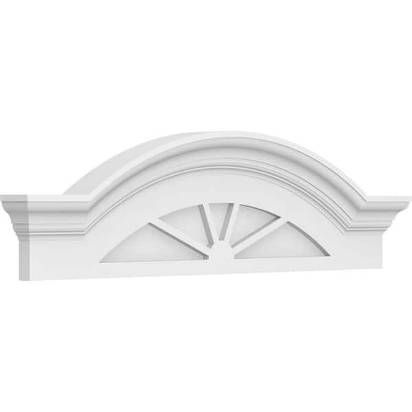 Ekena Millwork 2-1/2 in. x 34 in. x 9-1/2 in. Segment Arch with Flankers 4-Spoke Architectural Grade PVC Pediment Moulding