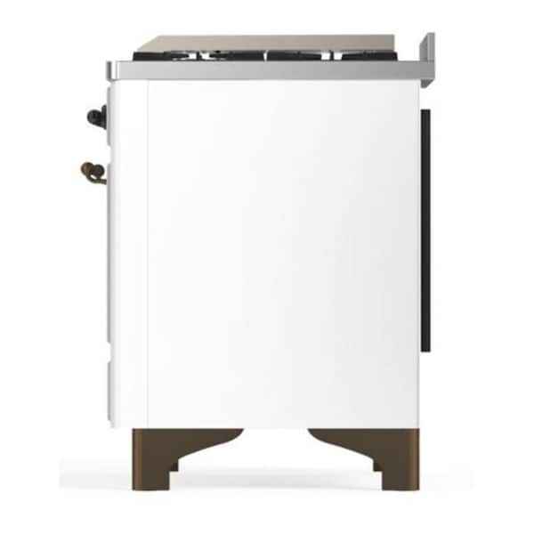 Majestic II 40 in. Double Oven Dual Fuel Range with 6 Sealed Burners, Glass Door, Burnished Trim in White