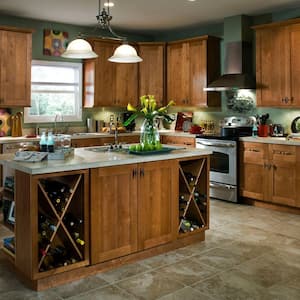 Hargrove Assembled 36x34.5x24 in. Plywood Shaker Lazy Suzan Base Corner Kitchen Cabinet Right in Stained Cinnamon