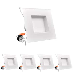 5/6 in. Square LED Can Light 5 Color Selectable CCT Options Remodel Integrated LED Recessed Light Kit Baffle Trim 4-Pack