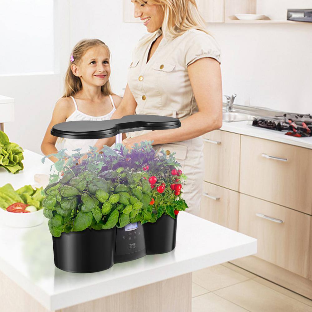 Black Adjustable Indoor Hydroponics Growing System with LED Light