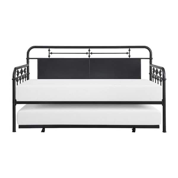 EVERGLADE HOME Escher Mottled Silver Twin Metal Daybed with Trundle