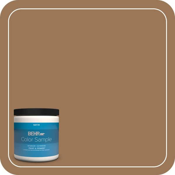 BEHR PREMIUM PLUS 8 oz. #PPU4-02 Coco Rum Satin Enamel Interior/Exterior Paint & Primer Color Sample