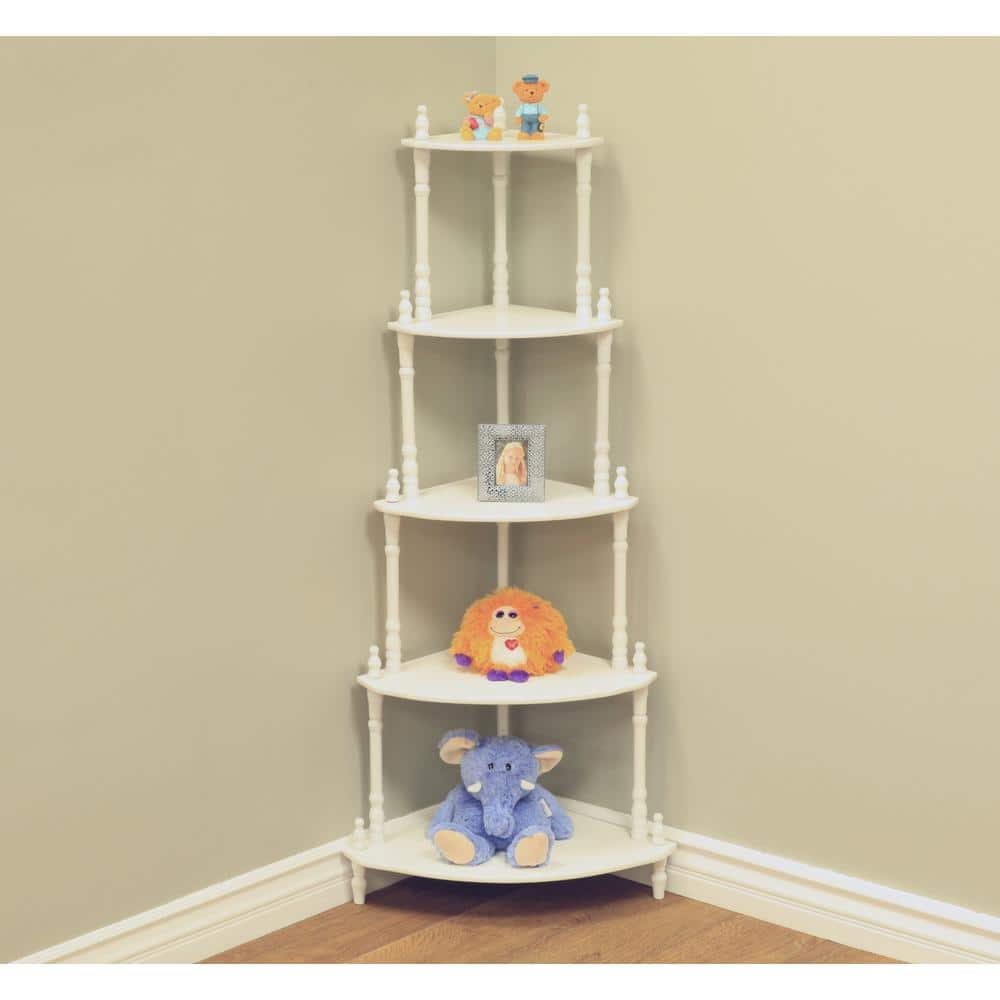 5-Tier Corner Decorative Shelving Rack in White - thumbnail 7