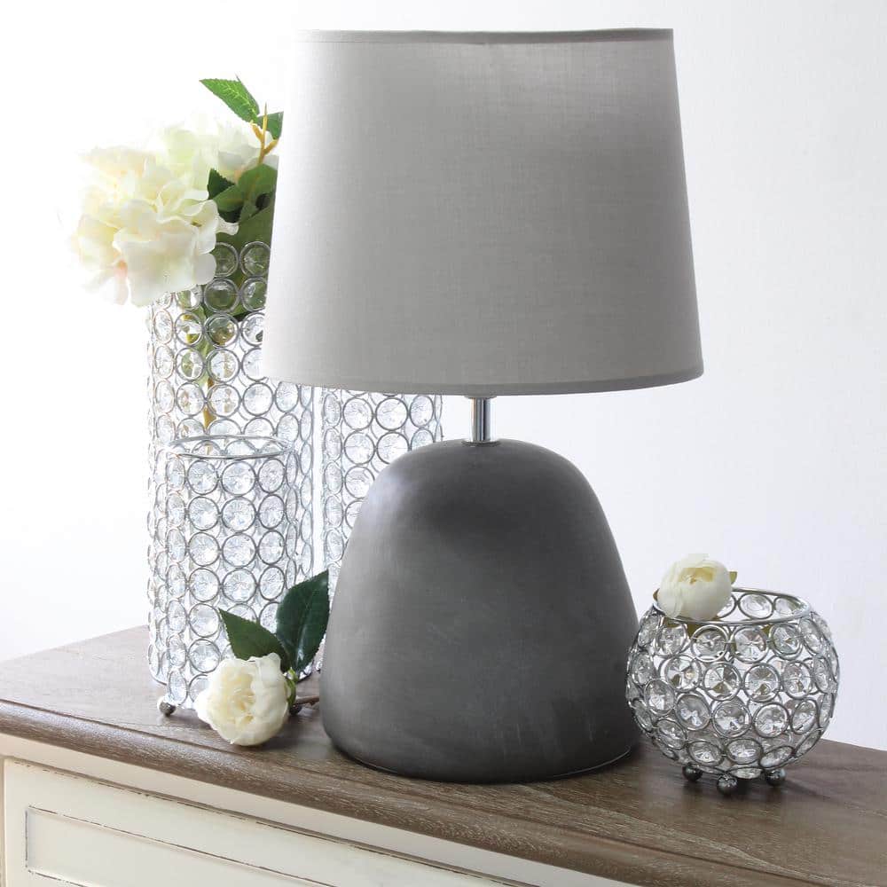 Gray Concrete Table Lamp with Fabric Shade