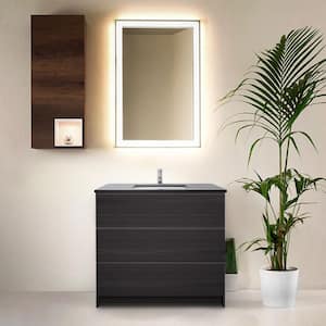 Element 36 in. W x x 22 in. D x 35 in. H Bath Vanity in Ebony with Galaxy Grey Quartz Top