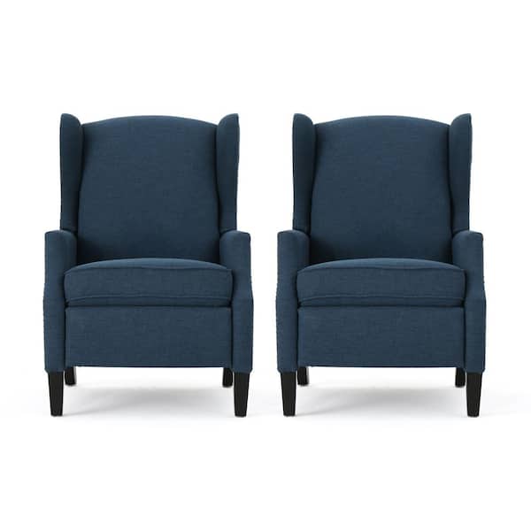 Wescott Navy Blue Fabric Nailhead Trim Recliner (Set of 2)