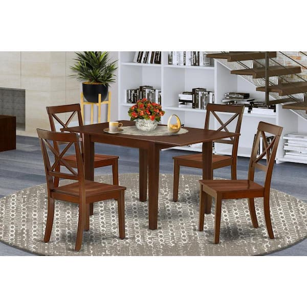 East West Furniture 5-Piece Mahogany Finish Solid Wood Top - Dining Room Set - Seats 4