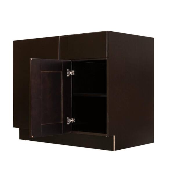 LIFEART CABINETRY Anchester Assembled 33 in. x 34.5 in. x 24 in. Base Lazy Susan Cabinet in Dark Espresso