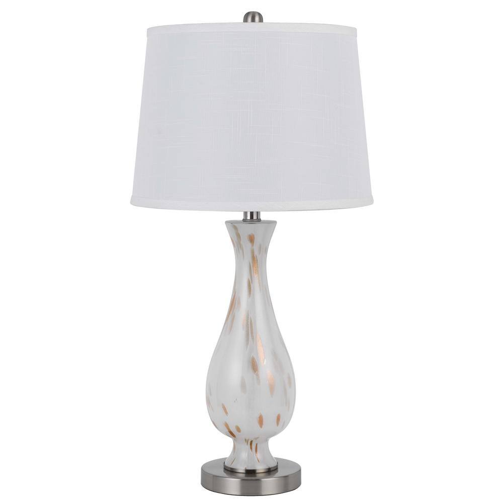 Abinger 28 in. Height Frosted White Metal Gourd Table Lamp Set for Living R