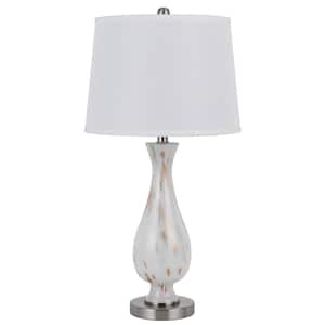Abinger 28 in. Height Frosted White Metal Gourd Table Lamp Set for Living Room with Fabric Shade